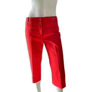 LARRY LEVINE Red Cropped Capri Chino Cotton Pants, Size 4 Petite
